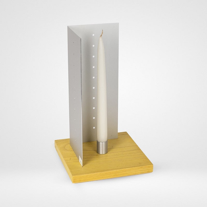 Bougeoir moderne Hili en bois massif et aluminium satiné