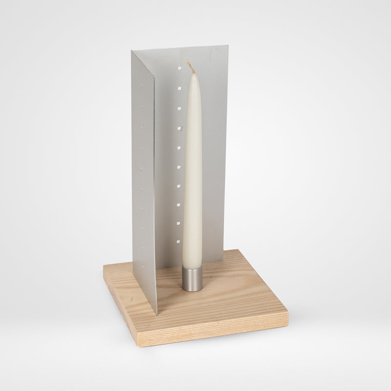 Bougeoir moderne Hili en bois massif et aluminium satiné
