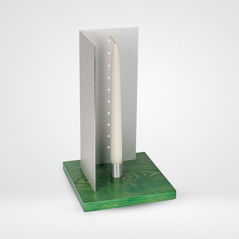 Bougeoir moderne Hili en bois massif et aluminium satiné