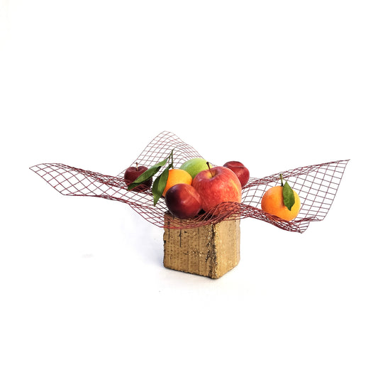 Portafrutta ricoperto in foglia d'oro Lingotto & Rosso - Edizione Limitata