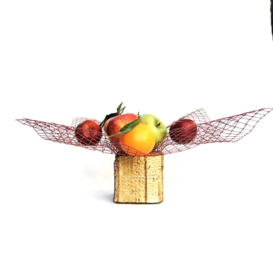 Portafrutta ricoperto in foglia d'oro Lingotto & Rosso - Edizione Limitata